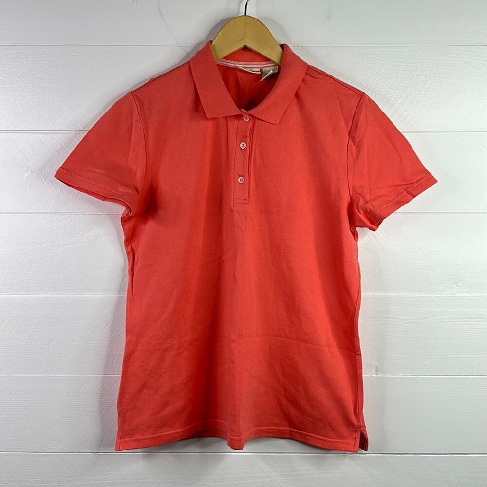 CHEROKEE Salmon Coral Pink Button Polo Collar Short Sleeve Shirt‎ Top Size Small